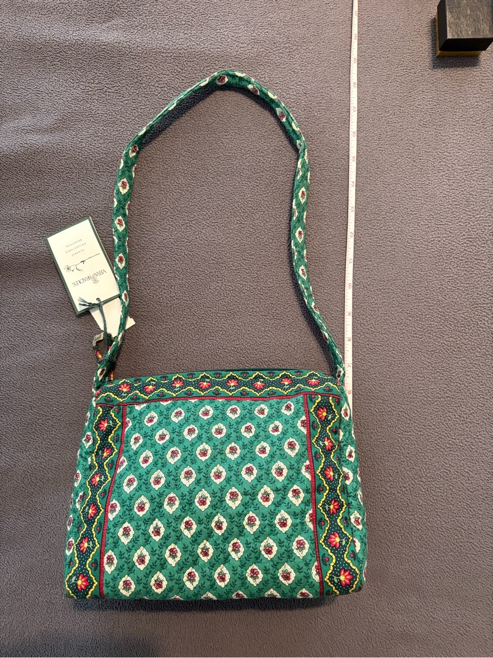 Vera Bradley Green Quilted Shoulder Bag with Multicolor Accents - Picture 12 of 13